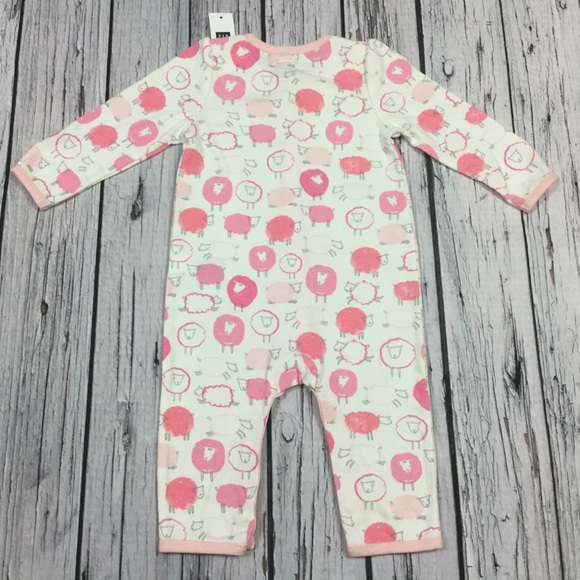 Gap Girls 0 3 6 9 Month Pink Sheep Lamb Romper - Picture 5 of 6